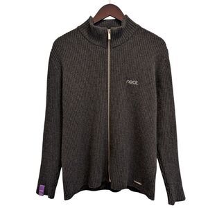 Holzweiler x Neat. Charcoal Grey 100% Lambswool Ribbed Full Zip Cardigan Small